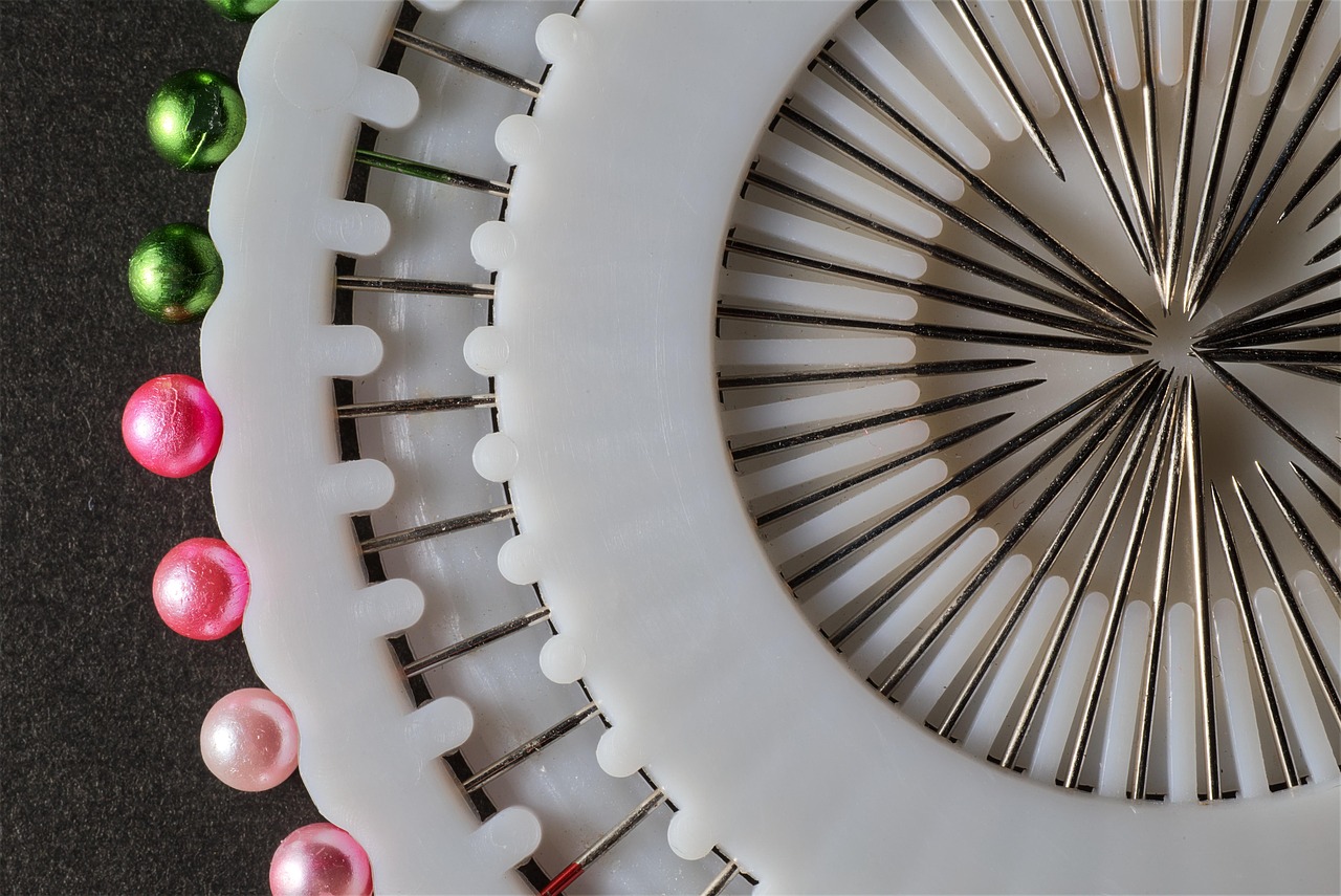 A magnetic pin holder with straight pins on it